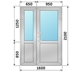 Полуторная дверь со стеклом Alumil Supreme S91 1600x2100