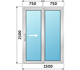 Полуторная дверь остекленная Alumil Smartia M12500 PHOS 1500x2100