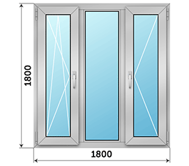 Трехстворчатое окно Alumil Supreme S91 1800x1800