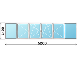 Окно на балкон Provedal 6200x1400