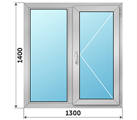 Двухстворчатое окно Alumil Supreme S91 1300x1400