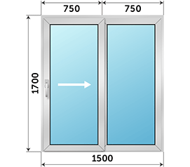 Полуторная дверь остекленная Alumil Smartia M12500 PHOS 1500x1700
