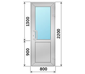 Одностворчатая дверь со стеклом Alumil Supreme S91 800x2200