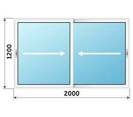 Двухстворчатое окно ALUTECH 2000x1200