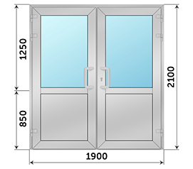 Двухстворчатая дверь со стеклом Alumil Supreme S91 1900x2100