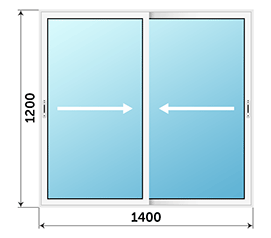 Двухстворчатое окно ALUTECH 1400x1200