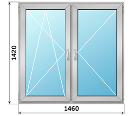 Двухстворчатое окно Alumil Supreme S91 1460x1420