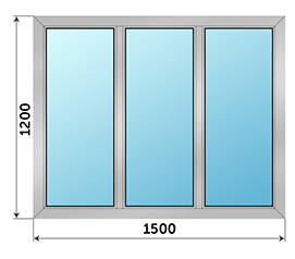 Трехстворчатое окно Alumil Supreme S91 1500x1200