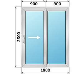 Полуторная дверь остекленная Alumil Smartia M12500 PHOS 1800x2300