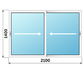Двухстворчатое окно ALUTECH 2100x1400
