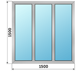 Трехстворчатое окно ALUTECH 1500x1500
