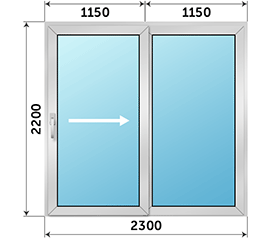 Полуторная дверь остекленная Alumil Smartia M12500 PHOS 2300x2200