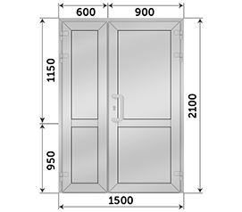 Полуторная дверь глухая Alumil Supreme S91 1500x2100