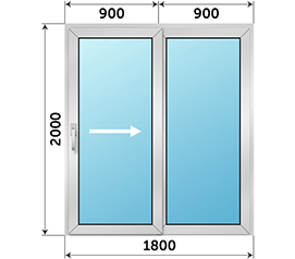 Полуторная дверь остекленная Alumil Smartia M12500 PHOS 1800x2000